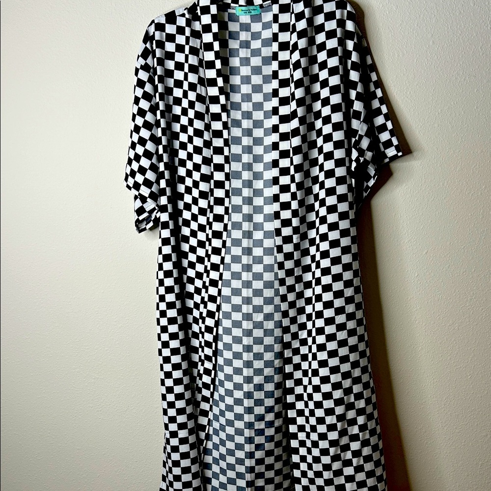 Black and White Checkered Kimono